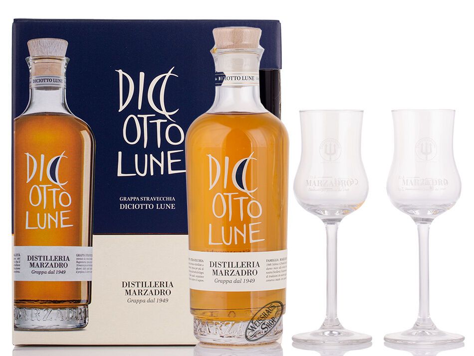 Marzadro Grappa Le Dic Otto Lune Set Regalo 41 Vol 0 50l Weisshaus Shop